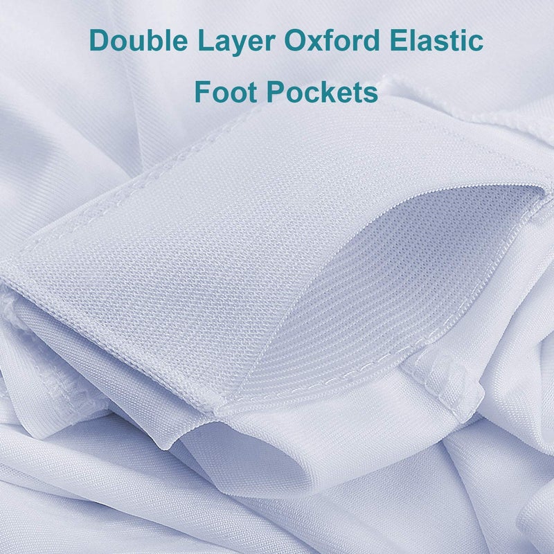 ريلاينسر غطاء طاولة مستطيل من الإسباندكس من ريلاينسر، عبوة من قطعتين، طول 8 أقدام، قابل للتمدد في أربعة اتجاهات، مناسب للحفلات الخارجية، منسقي الأغاني، المعارض التجارية، حفلات الزفاف (قطعتان 8 أقدام، أبيض) - Image 3